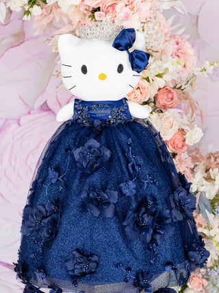 Navy Blue with gold Quinceanera pillows set and Kitty