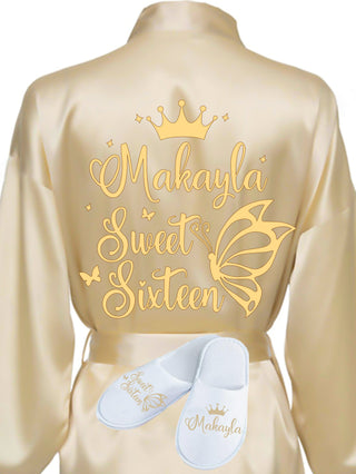 Sweet 16 Gold robe with slippers