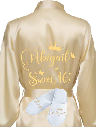 Sweet 16 Gold robe with slippers