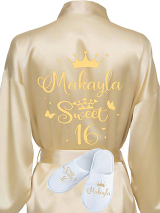 Sweet 16 Gold robe with slippers