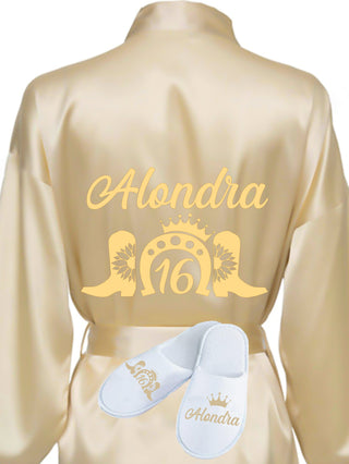 Sweet 16 Gold robe with slippers