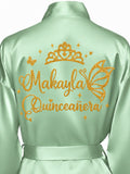 Sage Green with Gold robe for quinceanera