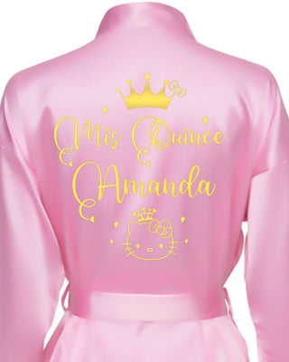 Pink with Gold robe for quinceanera