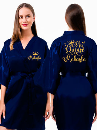 Navy blue with Gold robe for quinceanera