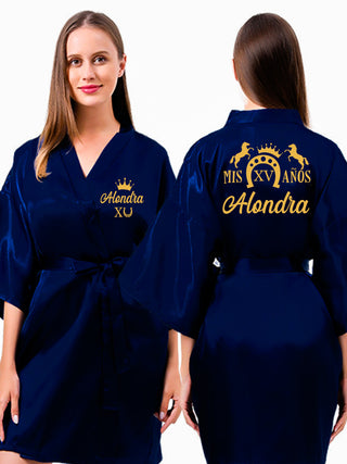 Navy blue with Gold robe for quinceanera