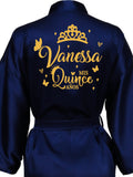 Navy blue with Gold robe for quinceanera