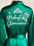 Green with Silver robe for quinceanera