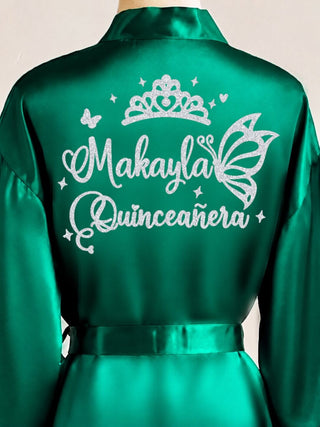 Green with Silver robe for quinceanera