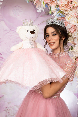 Pink last teddy bear for quinceanera