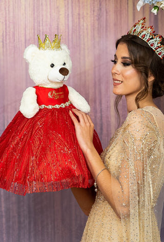 Red last teddy bear for quinceanera