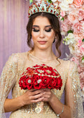 Red quinceanera bouquet 13 inches
