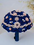 Navy blue with Rose Gold Quinceanera Bouquet 9 inches