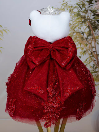 Burgundy Silver Teddy Cat for Quinceanera