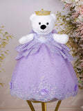 [White Bear] Lavender Gold Quinceanera Teddy Bear