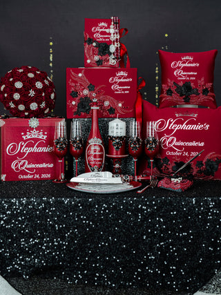 Burgundy Black with Silver Quinceanera package 4