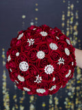 Burgundy with Silver Quinceanera Bouquet 13 inches