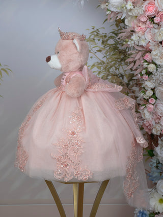 Rose gold quince Brown bear with Bow