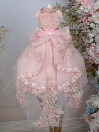 Rose gold quince Brown bear with Bow