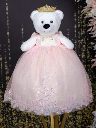 Pink Champagne Gold Teddy Bear for Quinceanera