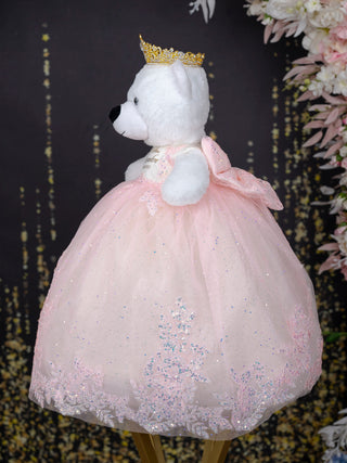 Pink Champagne Gold Teddy Bear for Quinceanera