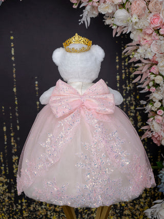 Pink Champagne Gold Teddy Bear for Quinceanera