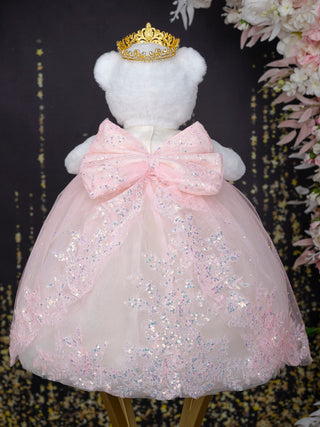 Pink Champagne Gold Teddy Bear for Quinceanera