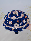 Custom order for Karen Palacios Navy Blue with Rose Gold with Crown and Teddy Bear in matching dress
