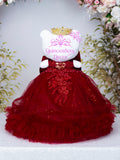 Burgundy Gold Quinceanera Cat Doll