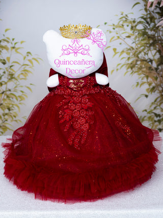 Burgundy Gold Quinceanera Cat Doll