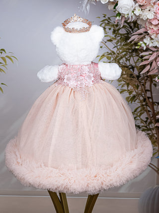 Blush with Gold Teddy bear for Quinceanera