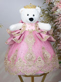 Dusty Pink with Gold Teddy Bear for Quinceanera