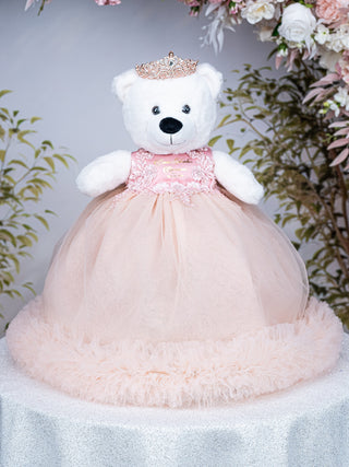 Blush with Gold Teddy bear for Quinceanera