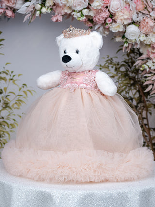 Blush with Gold Teddy bear for Quinceanera