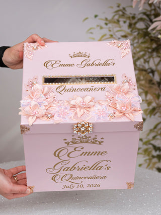 Blush Quinceanera Money Card Box