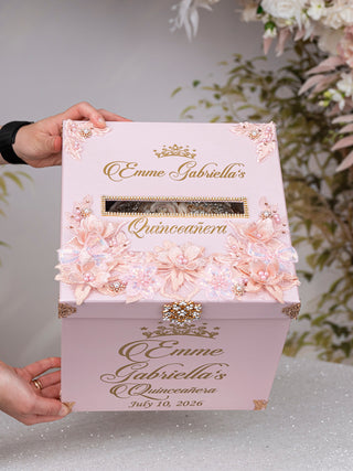Blush Quinceanera Money Card Box