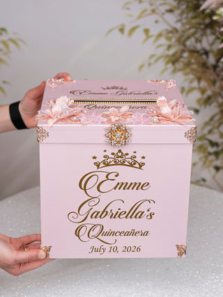 Blush Quinceanera Money Card Box