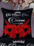 Black Red with Silver quinceanera tiara pillow