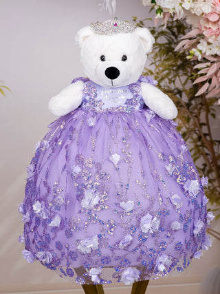 Lilac with Bow Teddy Bear for Quinceanera