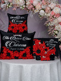 Black Red with Silver quinceanera tiara pillow