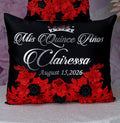Black Red with Silver quinceanera kneeling pillow, shoes pillow