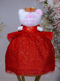 Red Gold with Bow Ultima Muneca Cat for Quinceanera