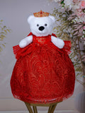 Red Gold with Bow Quinceanera Teddy Bear