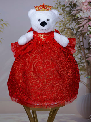Red Gold with Bow Quinceanera Teddy Bear