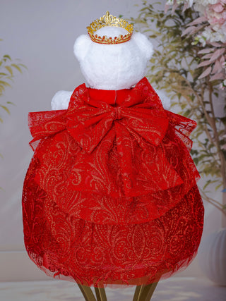 Red Gold with Bow Quinceanera Teddy Bear