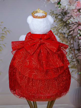 Red Gold with Bow Quinceanera Teddy Bear