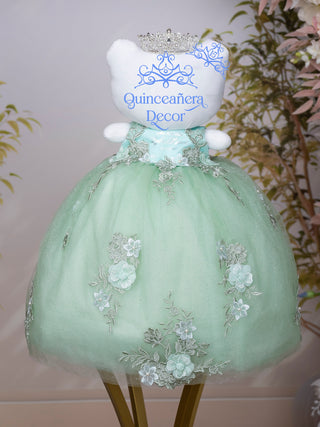 Sage Green Silver Quinceañera Muneca Cat