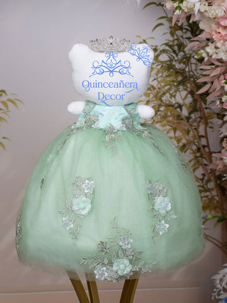 Sage Green Silver Quinceañera Muneca Cat
