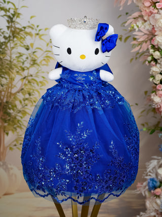 Royal blue with butterfly quinceanera package of bottle, glass and candle