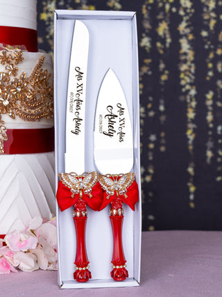 Red with gold butterfly quinceanera bottle