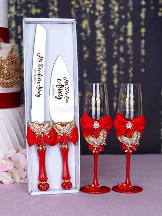 Red with gold butterfly quinceanera bottle